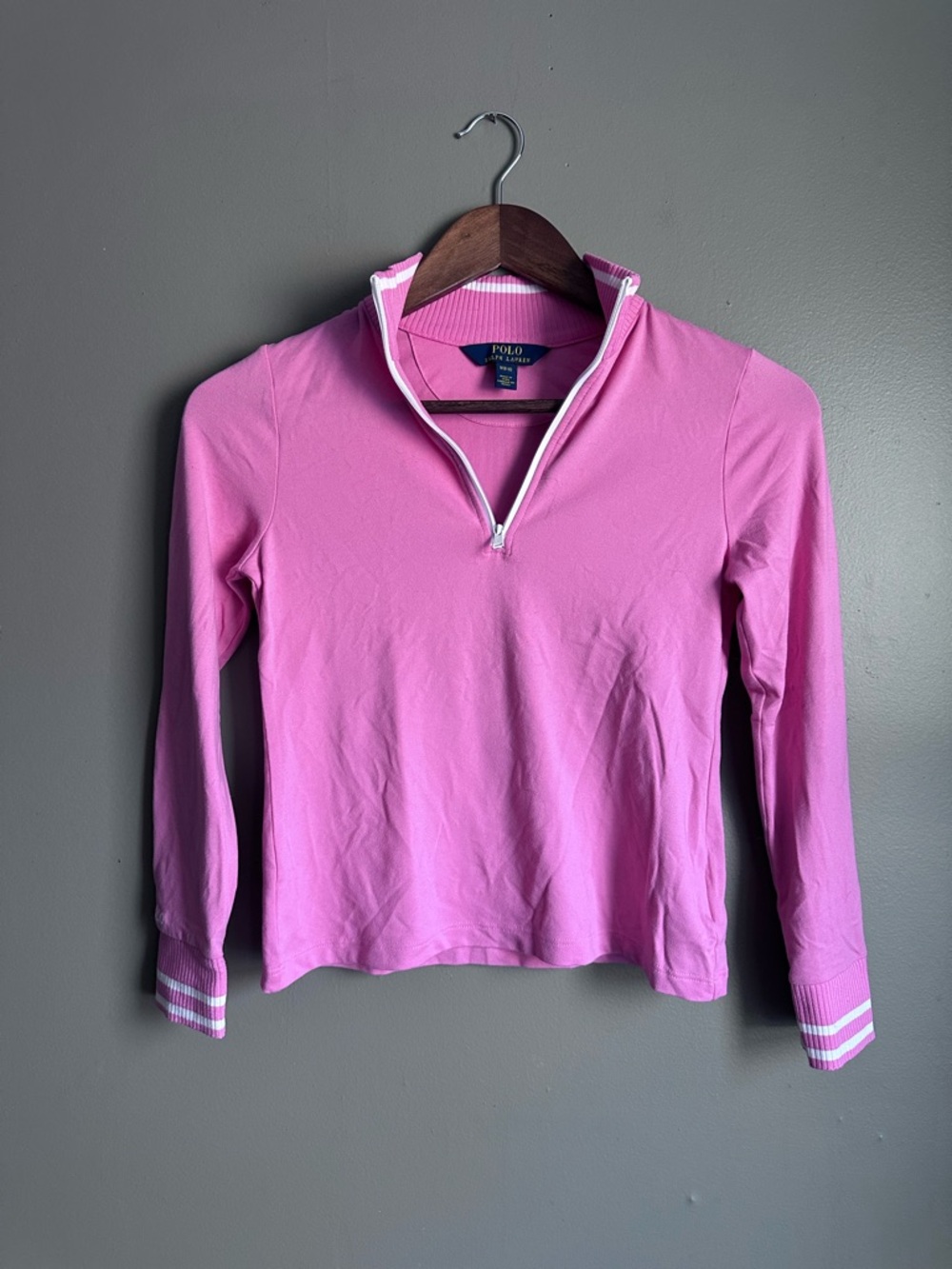 Polo by Ralph Lauren Pink Long Sleeve Quarter Zip Tee Medium 8-10